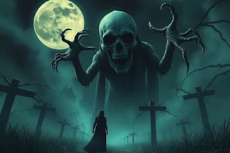 create dark art illustration, horror and skull artwork