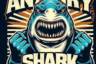 design high quality shark mascot logo with t shirt design