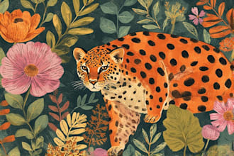 draw an animal and botanical illustration