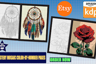 design custom mystery mosaic color by number book for adults