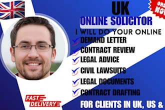do online UK solicitor contract review demand letter lawsuit legal advice lawyer