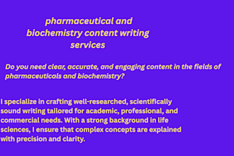 do pharmaceutical and biochemistry content writing services