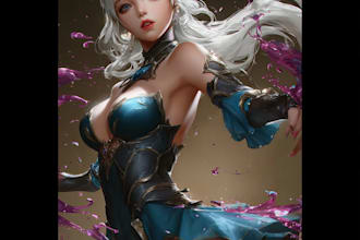 make illustration in anime and realistic splash art