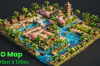 create optimized 3d environment and maps for ue 5, unity, godot