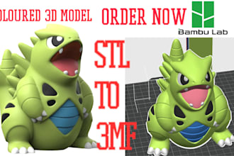 color 3d models, convert stl to 3mf, split, slice print ready multicolor 3d file
