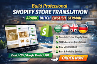 build professional shopify store translation in arabic dutch english german