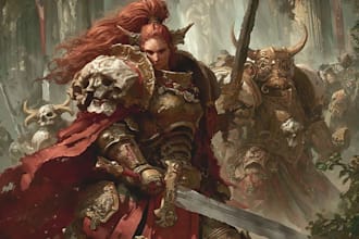 create warhammer 40k inspired sci fi character illustrations