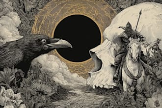 draw dark art illustration with engraving style