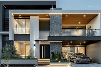 do 3d house design, exterior and interior with realistic rendering