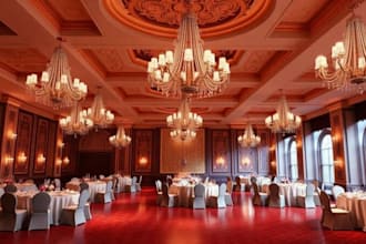 do 3d wedding hall, event center, banquet design, stage design, dinning hall