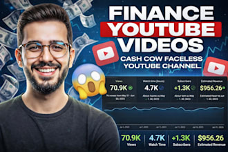 create finance videos and cash cow youtube faceless videos