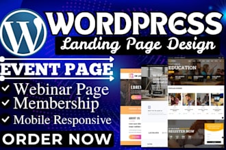 setup wordpress webinar event membership landing page design mobile responsive
