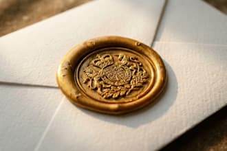 design wax stamp, custom stamp,  vintage seal or retro badge
