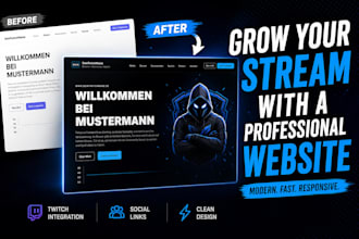 create a modern streamer website for twitch kick or youtube