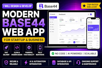 design and develop modern base44 web app for startup and business