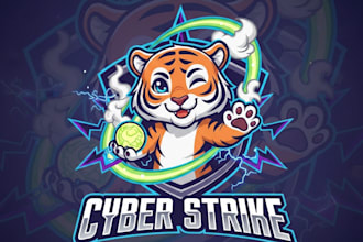 create a cyber tiger mascot logo with t shirt design