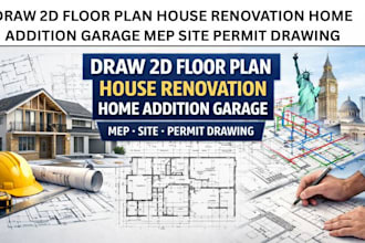 draw 2d floor plan house renovation home addition garage mep site permit drawing
