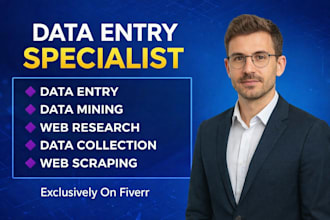 be your virtual assistant for data entry,web research,web scraping and b2b leads