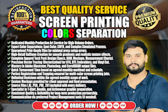 do expert color separation for screen printing, spot, and simulated process