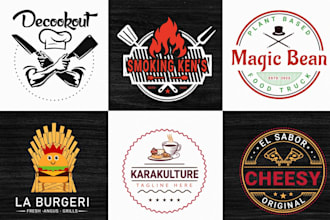do restaurant, bar, nightclub, pizza, bbq, food logo and t shirt design