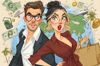 draw fantastic semi realistic cartoon portrait