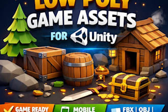 create optimized low poly 3d assets props objects for unity and mobile game