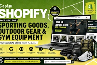 design shopify sporting goods, outdoor store website and gym equipment website