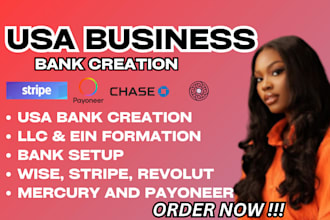 register llc and create USA business bank, wise, mercury, paypal, stripe
