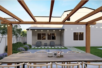 reconvert existing architectural drawings into modern designs, landscape render