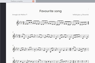 transcribiré tu canción favorita a una partitura sencilla
