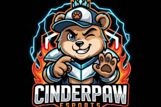 do a bear cub mascot logo with t shirt design