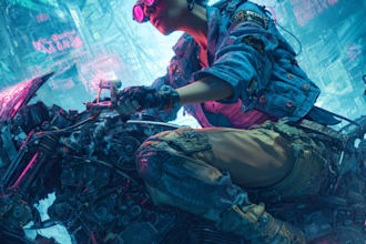 make detailed art of sci fi cyberpunk psychedelic artwork