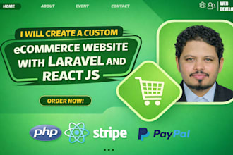 create a custom ecommerce website with laravel and react js