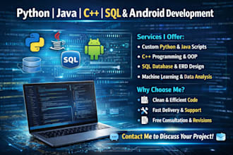 code python, java, cpp and database projects and tasks