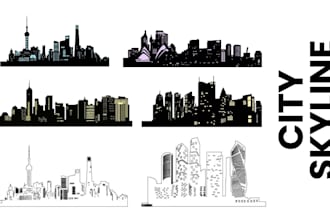 draw amazing landscape city skyline city silhouette outline skyline logo