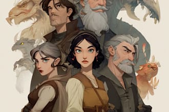 draw original dnd or rpg character art mpas party for you