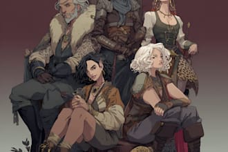 create dnd party art illustration