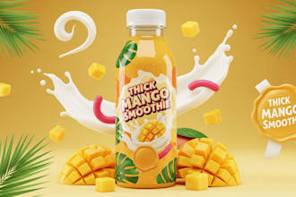 create juice label, water bottle label, can label design, and packaging