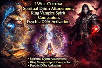 custom spiritual djinn attunement, king vampire spirit companion, psychic dna