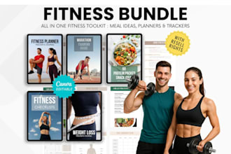 canva fitness planner workout log meal planner habit tracker health journal