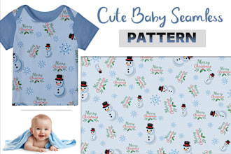 design unique seamless pattern on babies clothing and all products