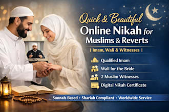 arrange sunnah nikah for reverts with wali and 2 witnesses and certificate