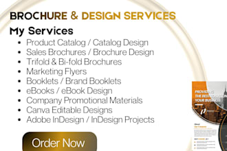 design professional brochure, flyer, trifold, booklet,productcatalog in canva
