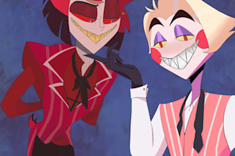draw anime fanart and cartoon style illustrations