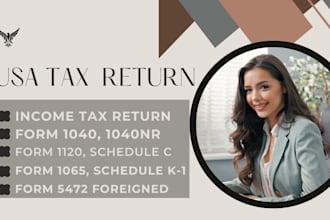 prepare and e file US income tax return, sales tax, 1120, 5472, 1065 as CPA