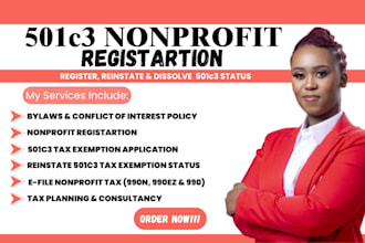 do 501c3 non profit registration reinstate tax exempt grant bylaw 1023ez 990 ein