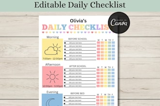 canva morning routine evening routine daily schedule reset planner worksheets