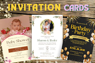 create editable canva design, birthday card, baby shower and bride shower