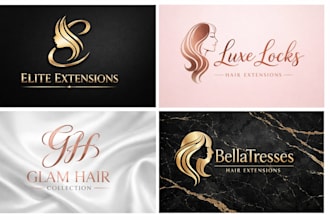 design luxury hair extension logo hair extension banner feminine flyer