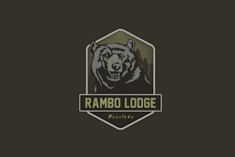 make outdoors man logo for prestige hunting lodge in canada